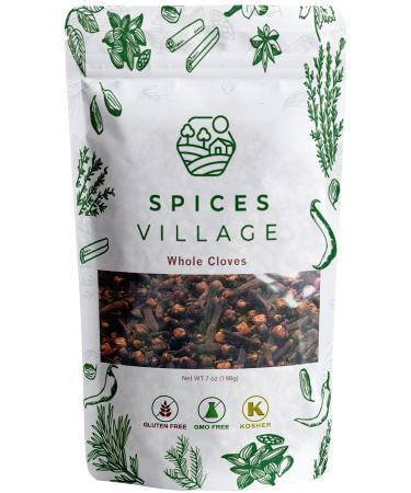 Spices Village Whole Cloves 7 Ounces, Kosher, All Natural Dried Clove Buds, Gluten Free, Non GMO, Whole Seeds Great for Food, Tea, Potpourri, KETO Friendly, Resealable Bulk Bag Package may Vary