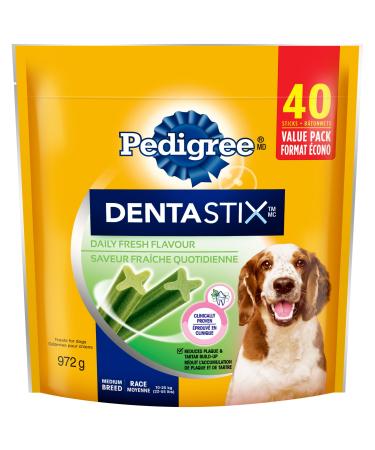 PEDIGREE DENTASTIX Oral Care Adult Dog Treats for Medium Dogs - Fresh Flavour 40 Sticks Fresh 972 g (Pack of 1) Dog Treats