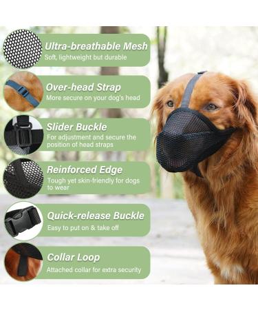 Adjustable Soft Dog Muzzle - Ideal for Small Medium & Large Dogs | Prevent Biting Licking Chewing | Perfect Fit for Snouts 9 -10 | International Shipping - Buy Online on SooperMarket.com