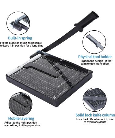 ISDIR Paper Cutter Guillotine  12 Inch Paper Cutting Board  12 Sheets Capacity  Heavy Duty Metal Base  Dual Paper Guide Bars  Professional Paper Cutter and Trimmer for Home  Office (12'' Black) - Buy Online on SooperMarket.com