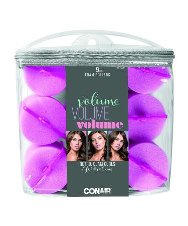 Conair Jumbo Foam Rollers in Pink - 9 Count Set in Zipper Case | Self-Fastening, Reusable - Pack of 1 - Buy Online on SooperMarket.com