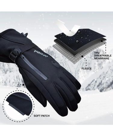 PHRIXUS Mens & Womens Ski Gloves Waterproof Winter Warm 3M Thinsulate Skiing & Snow Gloves Snowboard Snowmobile Gloves Winter Cold Weather Windproof Gloves Large Black - Buy Online on SooperMarket.com
