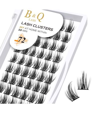 Cluster lashes 72 Clusters B&Q Lash Clusters D Curl Individual Cluster Lashes Natural Eyelash Clusters DIY Lash Extensions Soft Fluffy Cluster Eyelash Extensions (UK-FD-B41-D-10) D-10 mm B 41