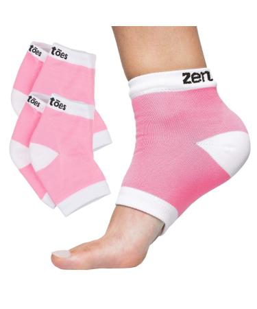 ZenToes Moisturizing Heel Socks 2 Pairs Gel Lined Toeless Spa Socks to Heal and Treat Dry  Cracked Heels While You Sleep (Regular  Pink)