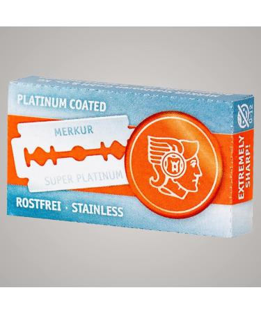 Merkur Stainless Steel Super Platinum Razor Blades - Double-Sided Rustproof Ideal for Wet Shaving (10 Pack) | Premium German Quality - Buy Online on SooperMarket.com