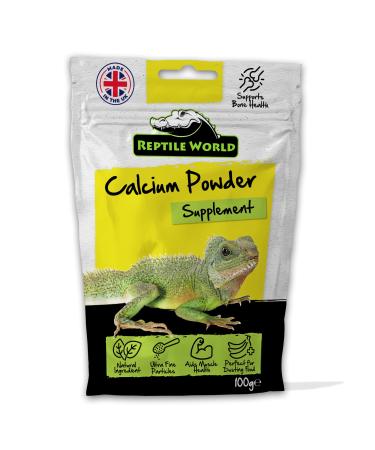 Reptile World Calcium Powder 100g Pouch Calcium for Tortoises Bearded Dragons