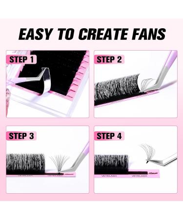 VEYES INC Cashmere Smart Fan Lash Extensions | 0.03/0.05/0.07 C/CC/D Curl | 8-20mm Mixed & Single Length | Super Matte Black Volume Lashes for Lash Techs - Buy Online on SooperMarket.com