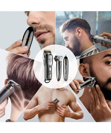 Hatteker Hair Clipper Cordless Hair Trimmer Barber Clipper T-Blade Trimmer Beard Trimmer Nose Trimmer Hair Cutting Grooming Kit Professional IPX7 Waterproof - Buy Online on SooperMarket.com