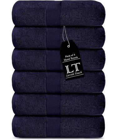 Lavish Touch Hand Towels - Luxury Spa Quality 100% Cotton 600 GSM Pack of 6 | Soft, Highly Absorbent Midnight Hand Towels for Bathroom, Kitchen, Hotel, Gym - Buy Online on SooperMarket.com