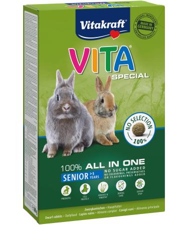 Vita power vita special senior main feed for older dwarf rabbits with hay with omega fatty acids without adding sugar and grain (1x 600g) 600 g (1 Pack)