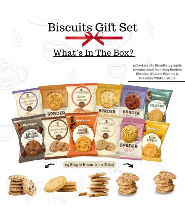 Biscuits Gift Set Biscuit Hamper Containing 12 Packs of Two (24 Biscuits Total) Including Border Bisuits Walkers Assorted Biscuits & Grandma Wild's Classic Biscuits - Buy Online on SooperMarket.com