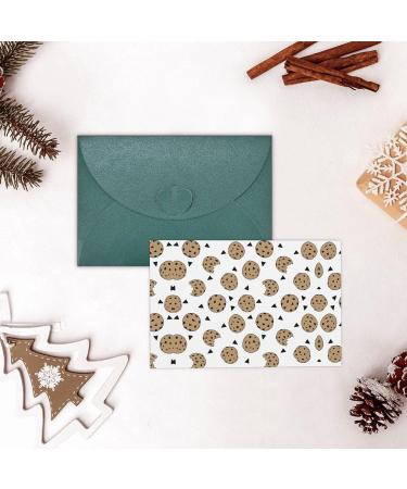 YYHHAOFA Dark Green Cookies Food Chocolate Chip Biscuits Pearl Paper Holiday Card Greeting Card Suitable For Christmas Party Invitations Dark Green One Size - Buy Online on SooperMarket.com