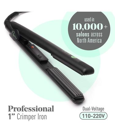 MINT Professional Series 1 Inch Hair Crimper Iron | Deeper Ceramic Plates for Fast Crimps - Maximum Volume and Root Lift - Dual-Voltage Travel-Ready - Buy Online on SooperMarket.com