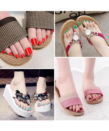 JSRQT 12 Sheets Full Toe Nail Stickers Solid Colors Toe Nail Polish Stickers Red Purple Brown Gel Nail Stickers with Nail File Full Toe Nail Wraps DIY Nail Decor Art Toenails Stickers for Women Girls - Buy Online on SooperMarket.com