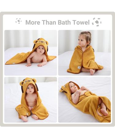 Bamboo Hooded Baby Bath Towel | Toddler Wearable Blanket | Lion Animal Bathrobe 75x75cm - Buy Online on SooperMarket.com