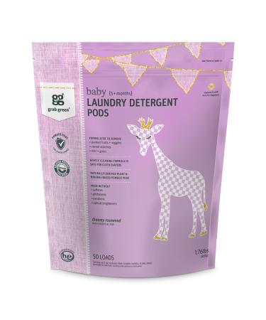 Grab Green Laundry Detergent Pods Baby 5+ Months Dreamy Rosewood with Essential Oils 50 Loads 1.76 lbs (800 g)