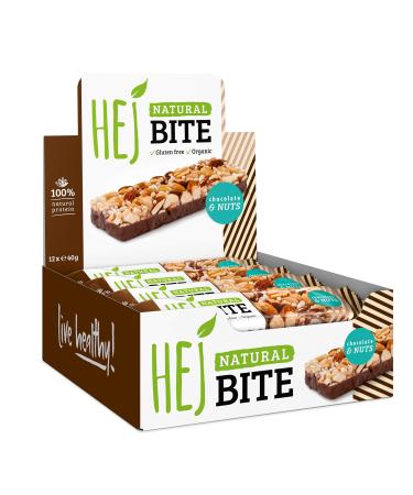 HEJ Bite | Vegan Nut Bar Snack | Chocolate & Nuts - 12 x 40 g Chocolate & Nuts 12 pieces (1 pack)