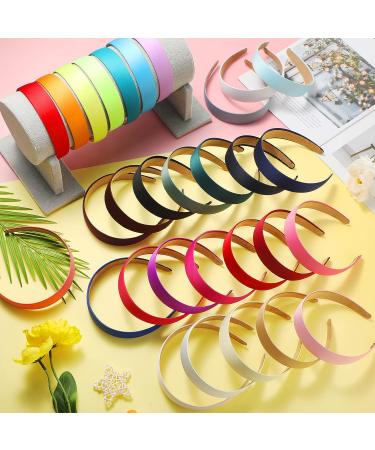 Yunsailing 99-Piece Satin Headbands Bulk - Colorful 1 Inch Wide Non-Slip Headbands for Girls DIY Craft - 33 Colors - Buy Online on SooperMarket.com