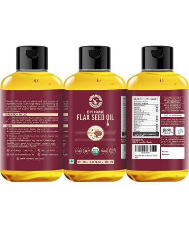 USDA Certified Organic Flax Seed Oil 10.15 fl oz - 100% Pure & Natural, Virgin Cold Pressed - Food Grade Supplement (Pack of 1) - Buy Online on SooperMarket.com