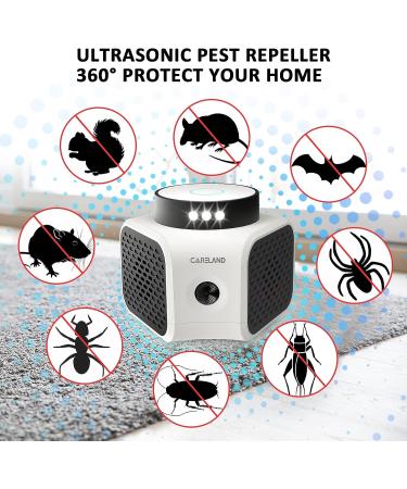 Careland Ultrasonic Pest Repeller 4-in-1 | Squirrel & Rodent Repellent with Ultrasound Waves and LED Strobe Lights | Indoor Mouse Deterrent - Buy Online on SooperMarket.com