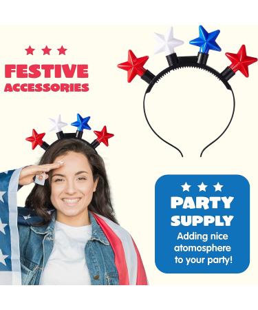 JOYIN 3 Pcs Patriotic LED Headbands - Light Up American Flag Star Headband for 4th of July - Red Blue White Accessories for Women Men - Buy Online on SooperMarket.com
