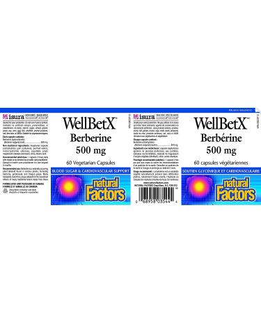 Natural Factors WellBetX Berberine 500 mg - 60 Vegetarian Capsules for Blood Sugar Support - Buy Online on SooperMarket.com
