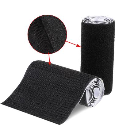 Hook and Loop Tape Double Sided Hook and Loop Tape with Adhesive Back Fastener Strip Reusable Double Side Hook Roll Sticky Glue Nylon Patch  Black (6 Inch Width 1 Yard Length)