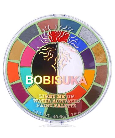 BOBISUKA Face Body Paint Palette - Water Activated 25 Colors Big Pan Black White Light Me Up Painting Pallet for Halloween Party Cosplay SFX Makeup