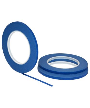 3 Pack 1/4 inch x 60yd STIKK Blue Painters Tape 14 Day Easy Removal Trim Edge Thin Narrow Finishing Masking Tape (.25 in 6MM) 3 Pack Blue