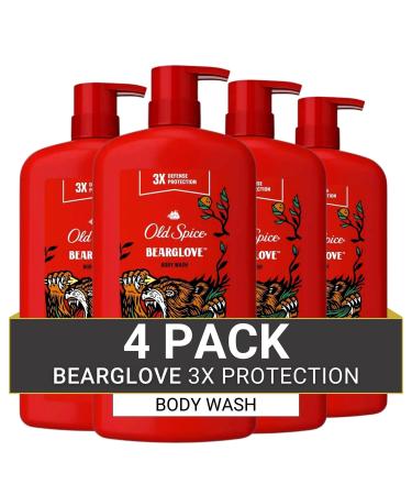 Old Spice Wild Bearglove Scent Body Wash for Men 30 Fl Oz (Pack of 4)