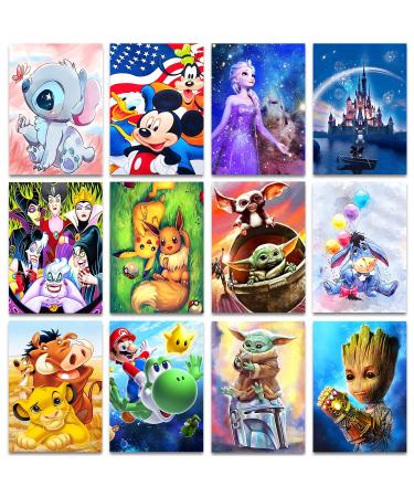 FFPTBNYX 12 Pack Diamond Painting Kits for Adults 5D DIY Diamond Art Kit Paint with Round Full Drill Diamonds for Beginners Gem Paintings Art for Home Wall Decor Gifts(12X16 Inch)