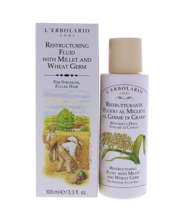 L'Erbolario Millet And Wheat Restructuring Fluid - Re-Compacting And Protective Treatment - Hair Serum To Repair The External Surface - For Stronger Fuller Hair - Prevents Split Ends - 3.3 Oz