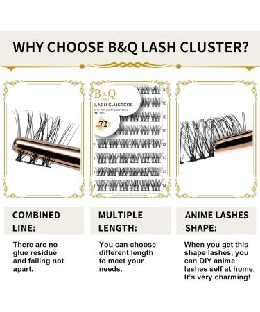 72 D Curl Natural Eyelash Clusters | DIY Soft Fluffy Lash Extensions | B&Q Cluster Lashes (D-10 mm B 49) - UK-FD-B49-D-10 - Buy Online on SooperMarket.com
