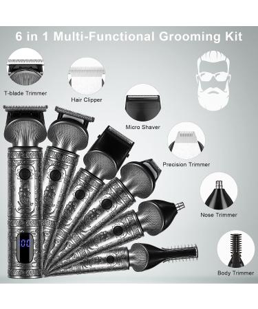 Hatteker 6-in-1 Professional Beard Trimmer Kit for Men - Cordless Hair Clipper and Grooming Set - Buy Online on SooperMarket.com
