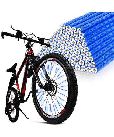 Flintronic spoke reflectors bike waterproof spoke reflector easy to assemble spoke wheels with 360 warning reflection material for all common spoke wheels #3 blue 96 pieces