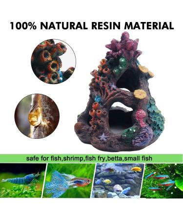 Aihotim Coral Aquarium Reef Decoration - Resin Fish Tank Mountain Cave Ornament for Betta Fish - Buy Online on SooperMarket.com