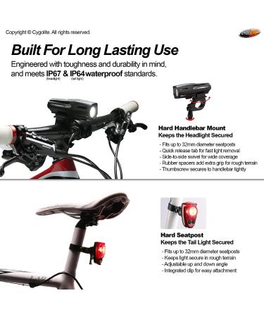 Cygolite Metro Plus 800 & Hotshot Pro 150 USB Rechargeable Bicycle Light Combo Set - Black/Red - Buy Online on SooperMarket.com