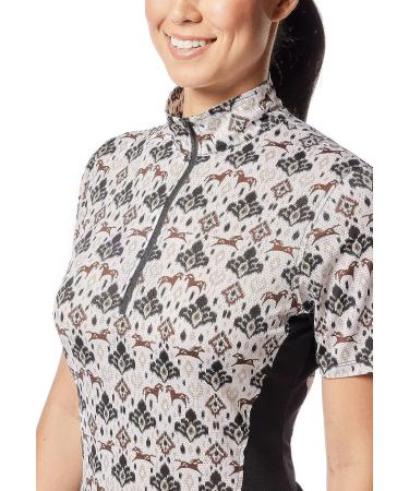 Kerrits Always Cool Ice Fil Short Sleeve Shirt - Tan Painted Horse/Black Large - Buy Online on SooperMarket.com