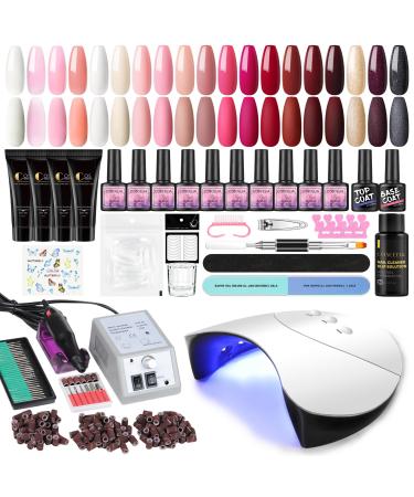 COSCELIA 15 PCs UV Nailack Set with 36W UV Lamp + 4PC fast structure gel gel gel starter set gel nails yourself set with professional nail cutter for nail art gifts for women 15 + 4PC gel