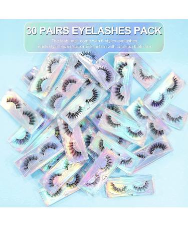MAGEFY Faux Mink Eyelashes 30 Pairs | Natural to Dramatic Volume False Lashes | 3D Pack with Eyebrow Grooming Kit - Buy Online on SooperMarket.com