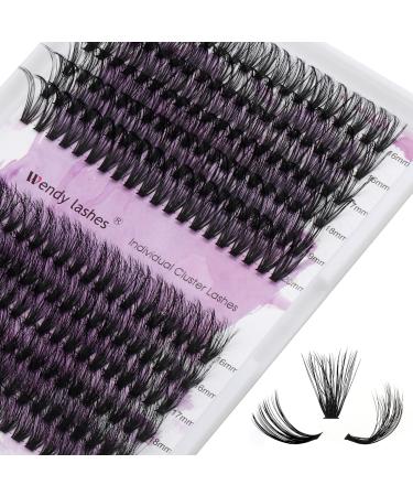 Individual Lashes 240PCS Cluster Lashes Extensions 16-20mm D Curl 0.07mm 3D Effect+40D Lash Clusters Wide Stem Individual Eyelashes Clusters DIY Eyelash Extensions(3D Effect/40D-0.07-D-MIX16-20) RR-16-20mm 3D Clusters+40D-0.07-D