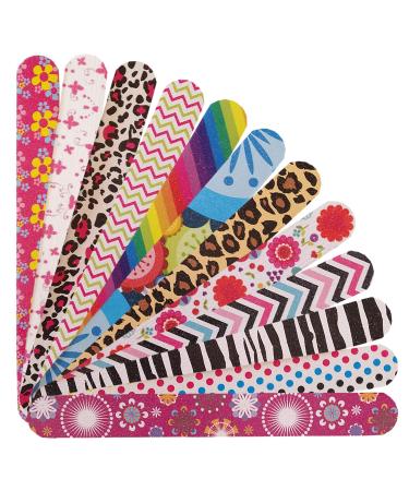 12 PCS Nail File Emery Board Professional Double Sided 100/180 Grit Nail Buffer Colorful Manicure Pedicure Nail Art Tools for Women Girls