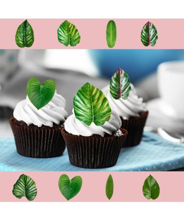 22 x Precut Tropical Leaf Leaves Edible Wafer Paper 2D Floral Cupcake Topper Decoration For Cakes