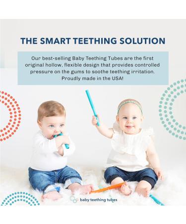 USA Made Baby Teething Tubes - Soft & Durable Silicone Teether - Mint 7 Inches - Teething Relief Must-Haves for Babies and Toddlers - Food Safe & Easy to Clean - Buy Online on SooperMarket.com
