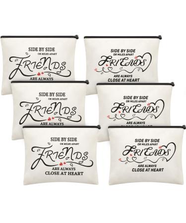 6 Pieces Good Friends Presents Cosmetic Bags Friendship Makeup Bag Portable Makeup Pouch Toiletry Makeup Holders for Women Makeup Travel Retirement Birthday Anniversary Present (Classic Style)