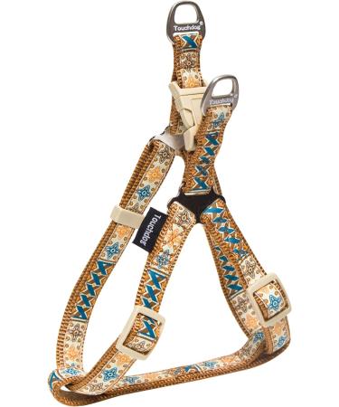 Touchdog Caliber Designer Embroidered Fashion Pet Dog Leash and Harness Combination Medium Brown Pattern Brown Pattern Medium - Buy Online on SooperMarket.com