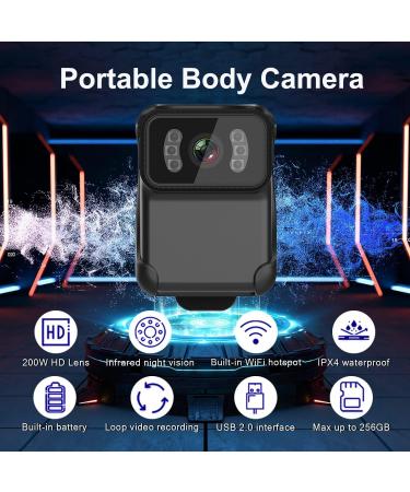 1080P WiFi Body Worn Camera with Audio and Video Recording, Night Vision, Waterproof - Mini Body Cam for Law Enforcement/Security Guard - 64G Card Included - Buy Online on SooperMarket.com