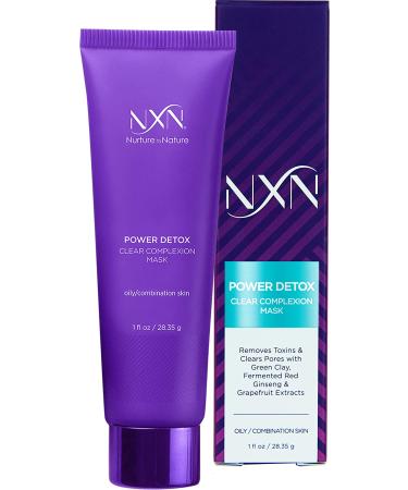 NXN Kaolin Clay Detoxifying Face Mask with Licorice Root & Grapeseed Oil for Oily/Combination Skin 1.0 Fl Oz
