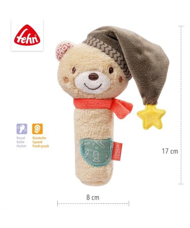 Fehn Stabgreifling B r | Motoric Baby Toy for Motor Skills & Senses | Cuddly Rattle & Squeaky Gift for 0+ Months - Buy Online on SooperMarket.com