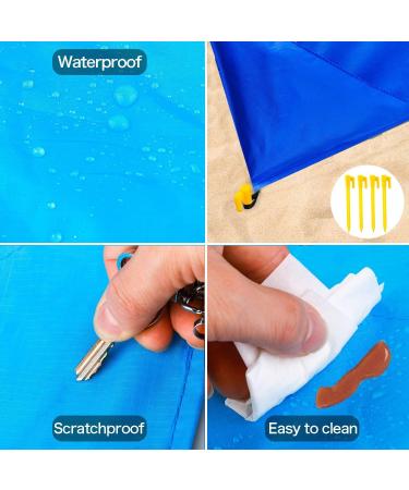 WIWIGO Sandproof Beach Blanket 79 X 83 - Waterproof Outdoor Picnic Mat for Travel, Camping, Hiking - Blue - Buy Online on SooperMarket.com